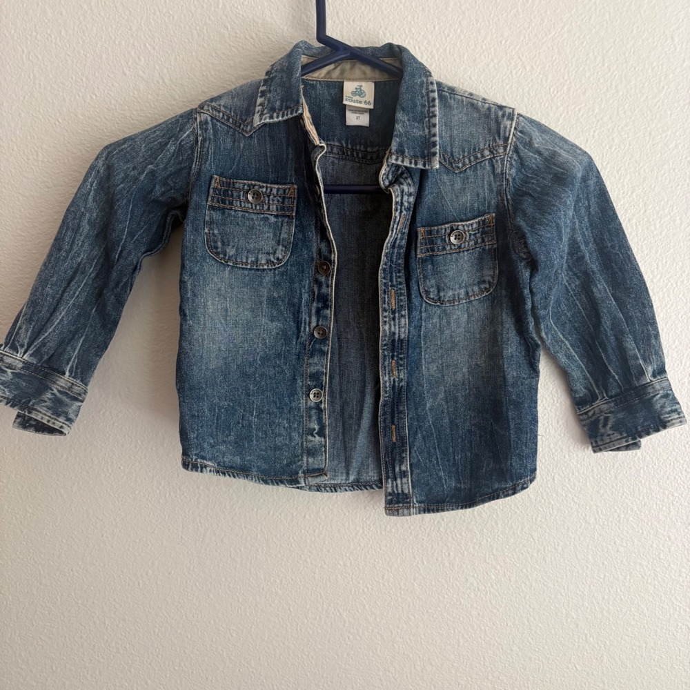 Baby Route 66 Toddler Boys Denim Button Down Shirt Blue Western 2T 001241MAY15